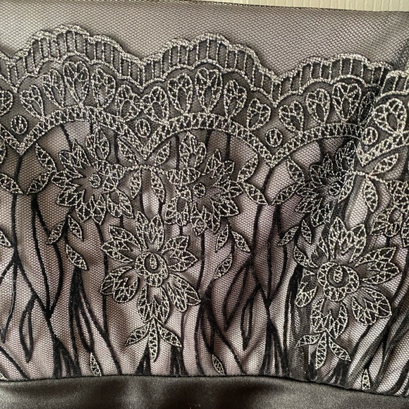 VINTAGE Kathy Roberts Black/Gray Embroidered Floral Tulle Metallic Party Dress 6 - Picture 5 of 11